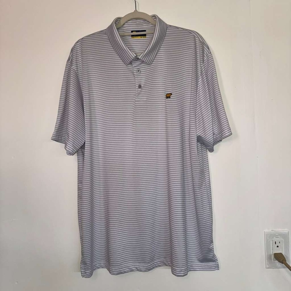 Jack Nicklaus Pinstriped Golf Shirt Men XXL Short Sleeves Golden Bear Chest Logo